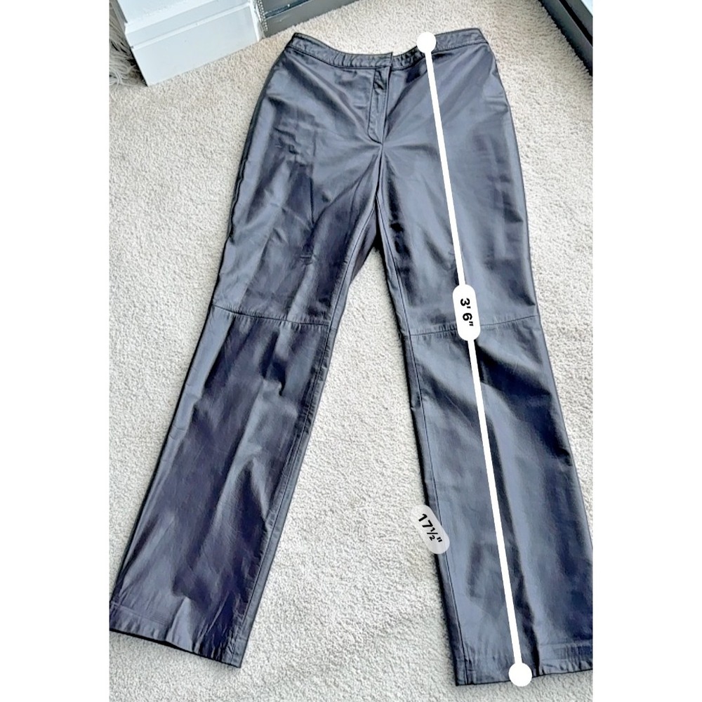 Vintage Y2K Brown Leather Pants Womens 6 Straight Leg Minimalist Fall - Picture 6 of 11